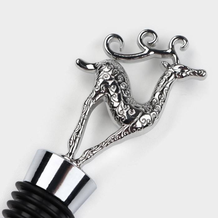 Пробка для бутылки новогодняя Magistro Deer, 12,5 см, цвет серебристый